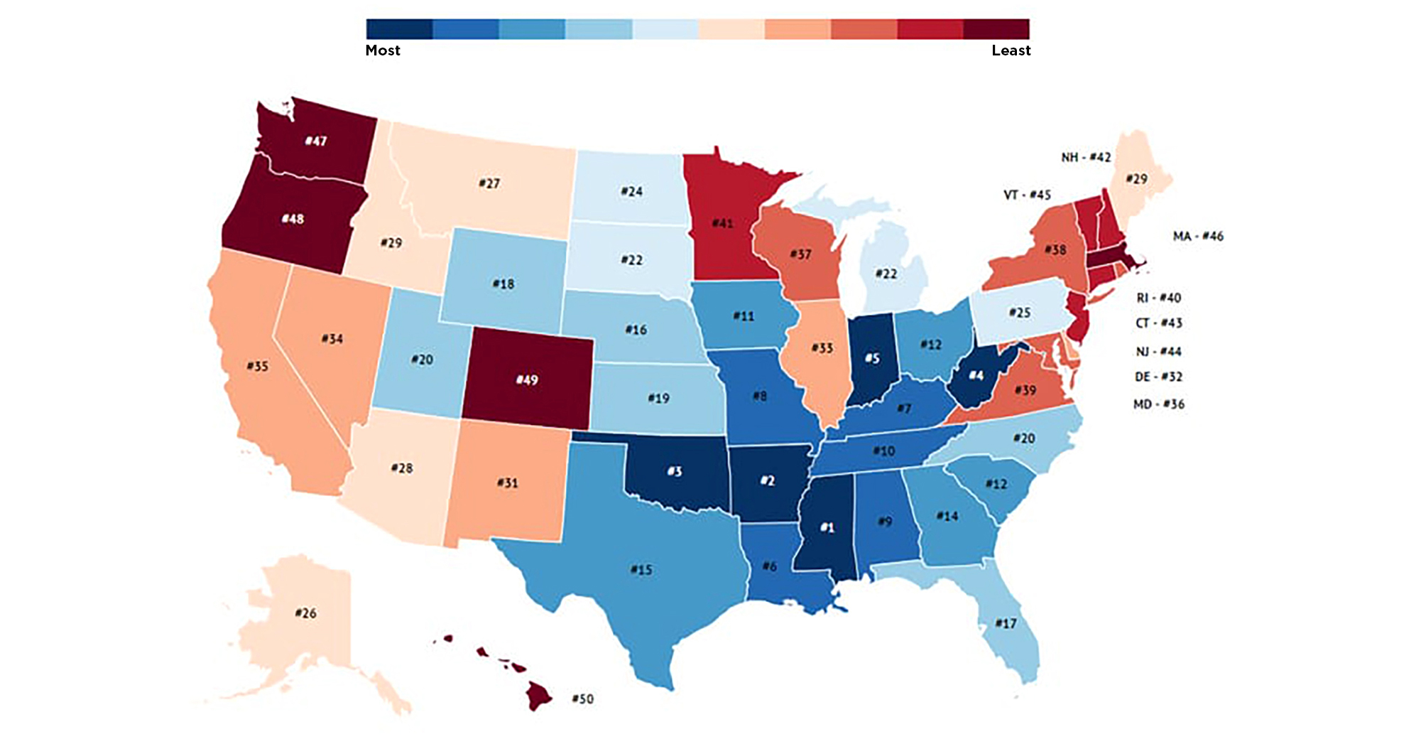 The Most And Least Favorite Us State Of Each State Mapped Vivid Maps