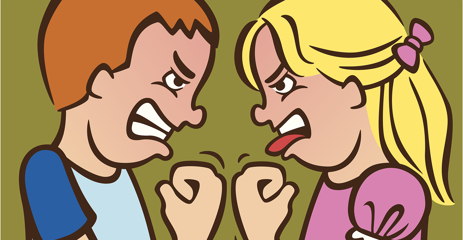 brother and sister fighting clipart