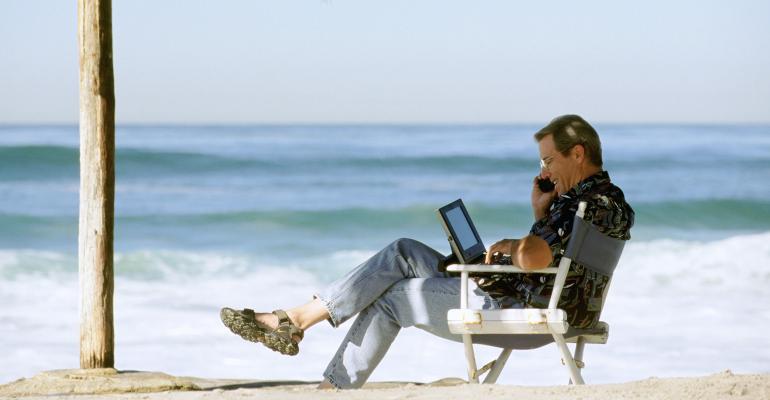 businessman on the beach summer