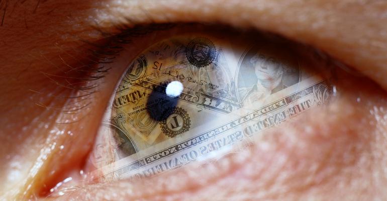 dollar bills eye