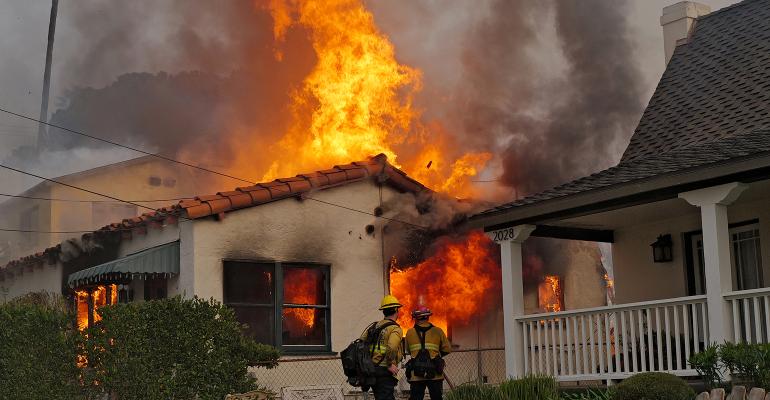 House on fire in Pasdana California LA wildfires