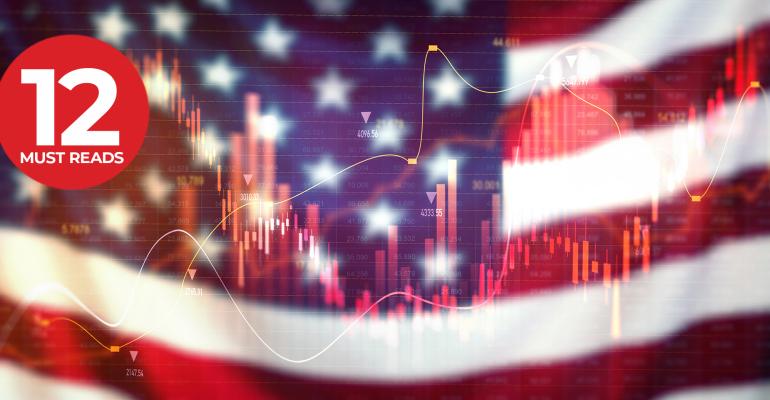 stock market graph USA flag