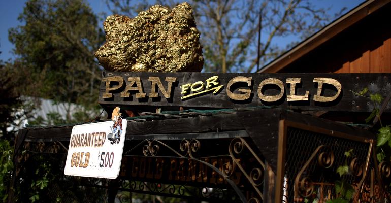 California gold rush pan for gold sign gold mining