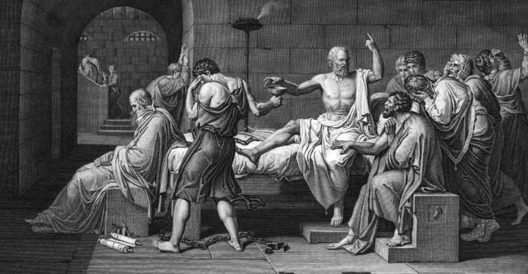 Socrates drinking poison