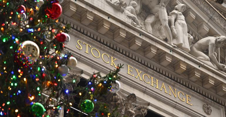 Christmas Tree New York Stock Exchange investing during holidays