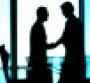 businessmen handshake silhouetted business transition partner